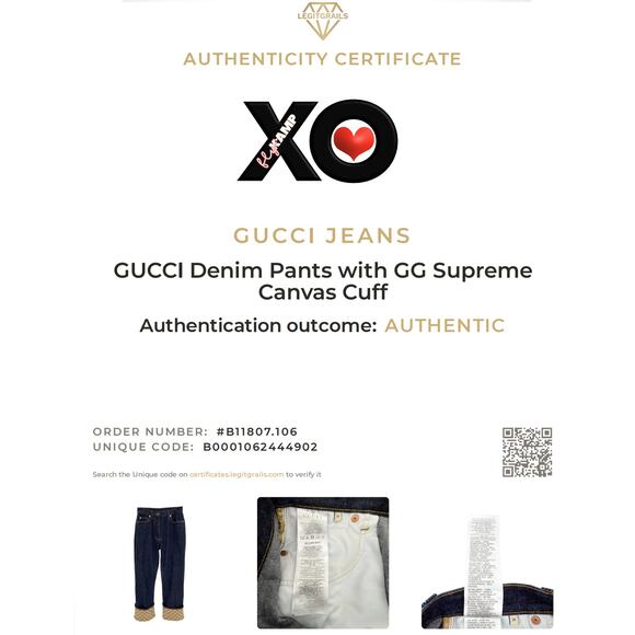 GUCCI Denim Pants with GG Supreme Canvas Cuff 24 - Picture 9 of 16